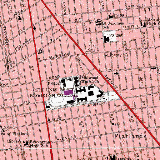 Topographic Map of Midwood High School, NY