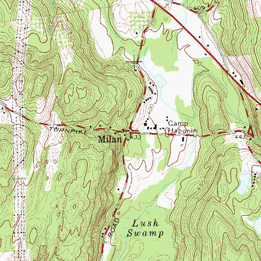 Topographic Map of Milan, NY