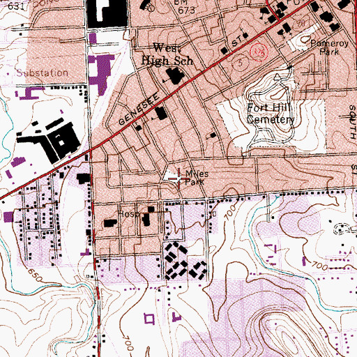 Topographic Map of Miles Park, NY