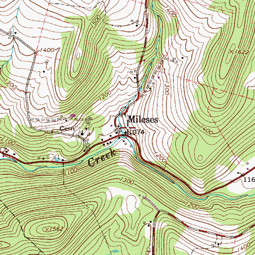 Topographic Map of Mileses, NY
