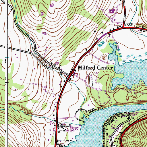 Topographic Map of Milford Center, NY