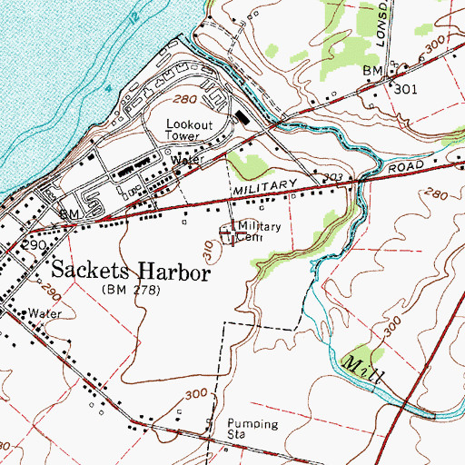 Topographic Map of Military Cemetery, NY
