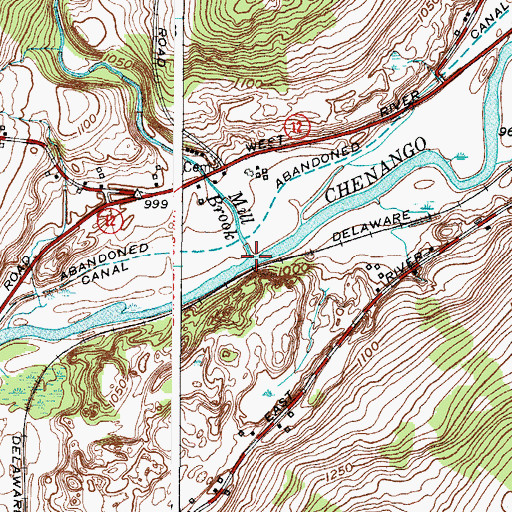 Topographic Map of Mill Brook, NY
