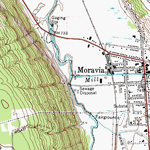 Topographic Map of Mill Creek, NY