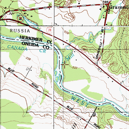 Topographic Map of Mill Creek, NY