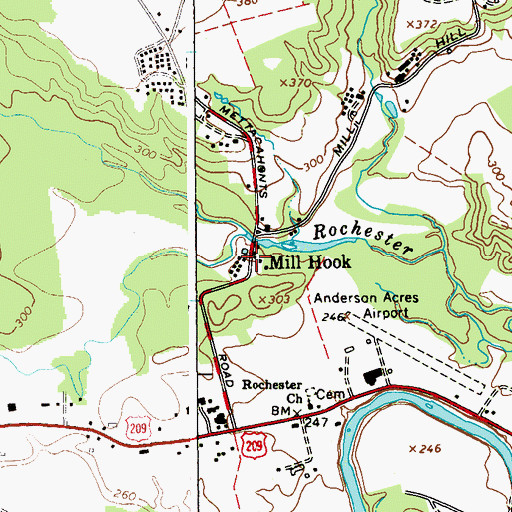 Topographic Map of Mill Hook, NY
