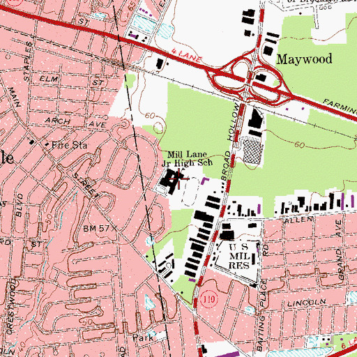 Topographic Map of Saltzman East Memorial Elementary School, NY
