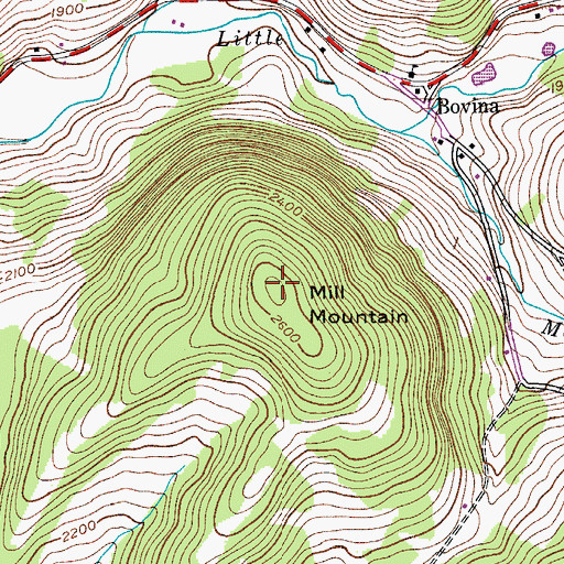 Topographic Map of Mill Mountain, NY
