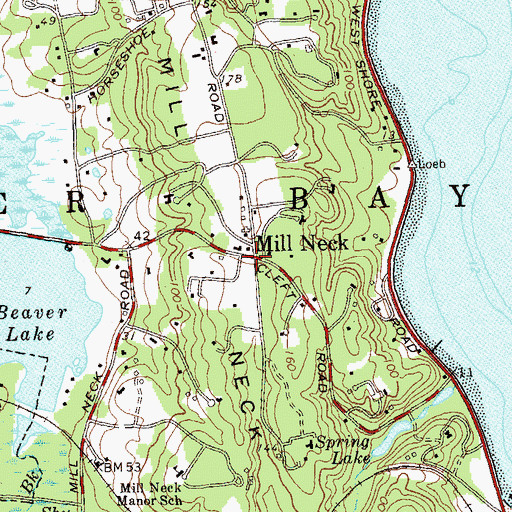 Topographic Map of Mill Neck, NY