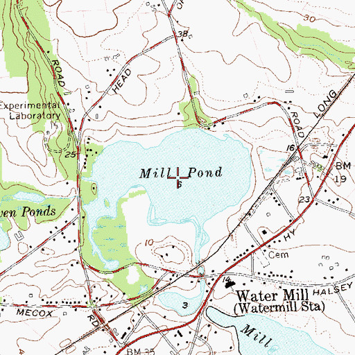 Topographic Map of Mill Pond, NY