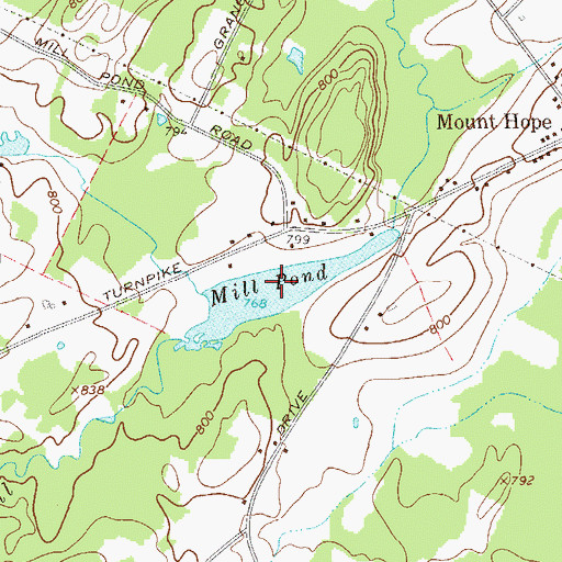 Topographic Map of Mill Pond, NY