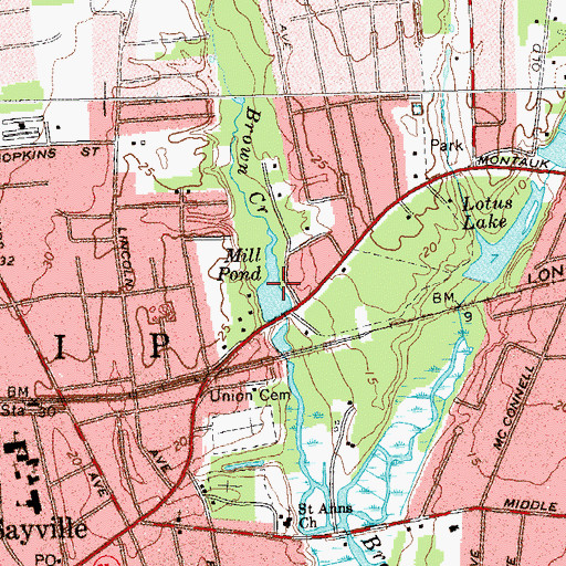 Topographic Map of Mill Pond, NY