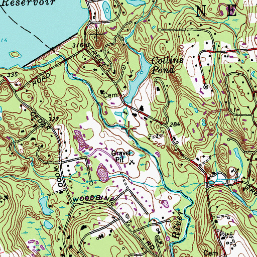 Topographic Map of Mill River, NY