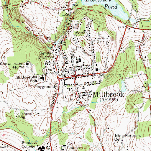 Topographic Map of Millbrook, NY