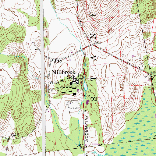 Topographic Map of Millbrook School, NY