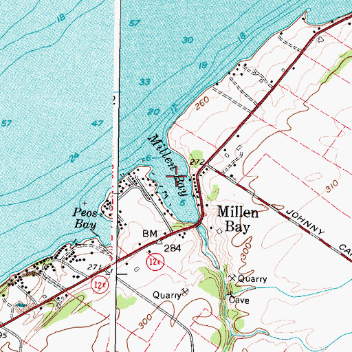 Topographic Map of Millen Bay, NY