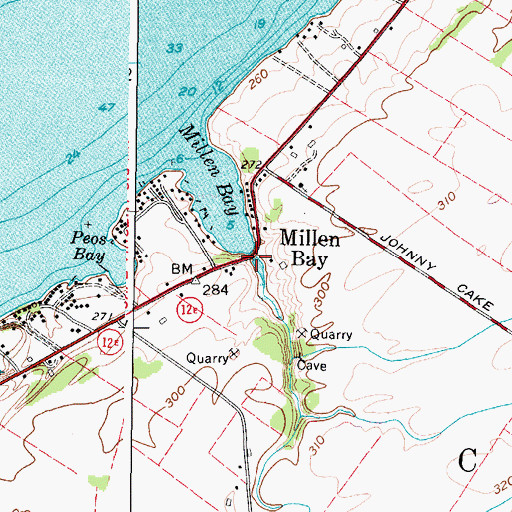 Topographic Map of Millen Bay, NY