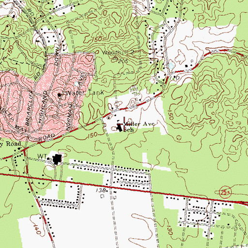 Topographic Map of Miller Avenue School, NY