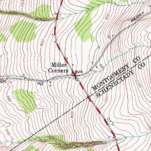 Topographic Map of Miller Corners, NY