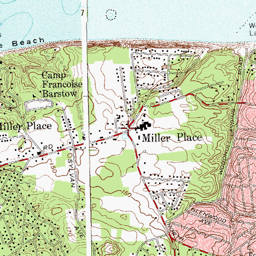 Topographic Map of Miller Place, NY