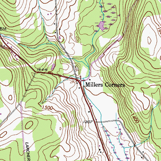 Topographic Map of Millers Corners, NY