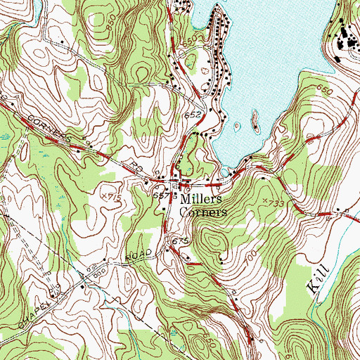 Topographic Map of Millers Corners, NY