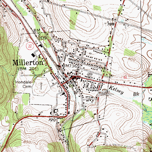 Topographic Map of Millerton, NY