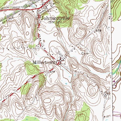 Topographic Map of Millertown, NY