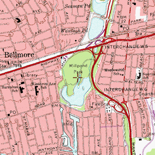 Topographic Map of Millpond Park, NY