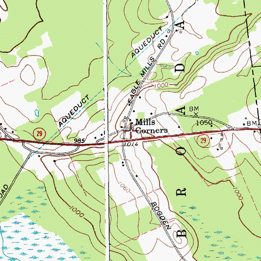 Topographic Map of Mills Corners, NY