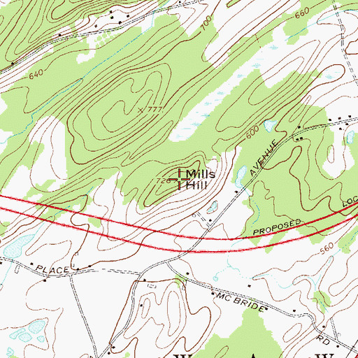 Topographic Map of Mills Hill, NY