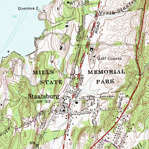 Topographic Map of Mills Memorial State Park, NY