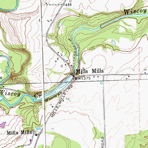 Topographic Map of Mills Mills, NY