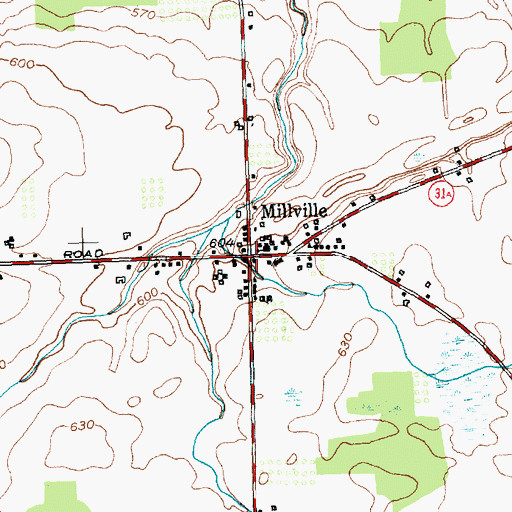 Topographic Map of Millville, NY