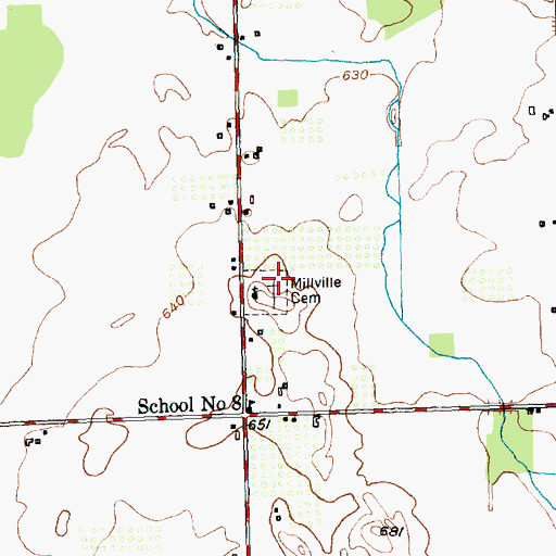 Topographic Map of Millville Cemetery, NY
