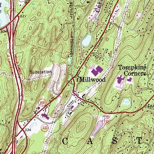 Topographic Map of Millwood, NY