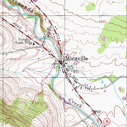 Topographic Map of Minaville, NY