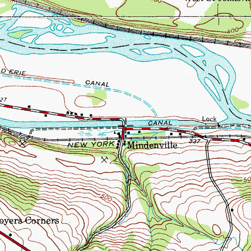 Topographic Map of Mindenville, NY