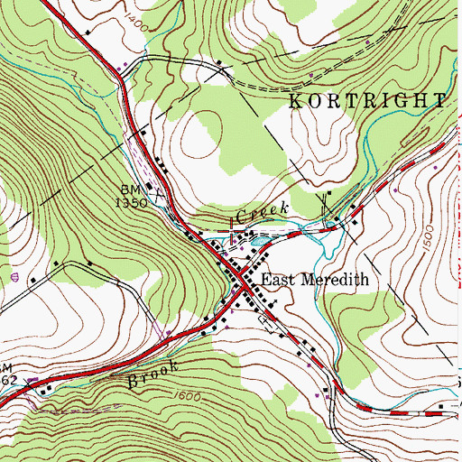 Topographic Map of Mine Brook, NY