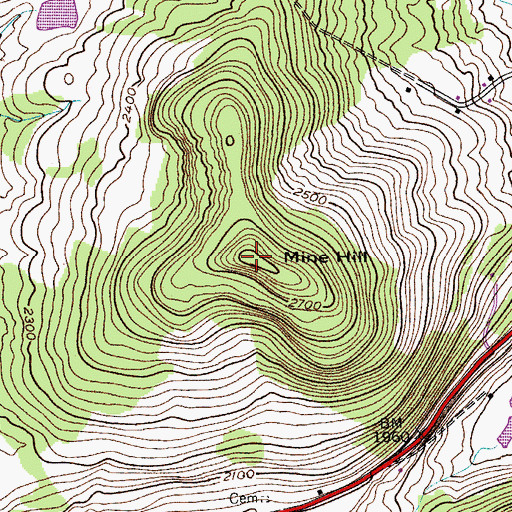 Topographic Map of Mine Hill, NY