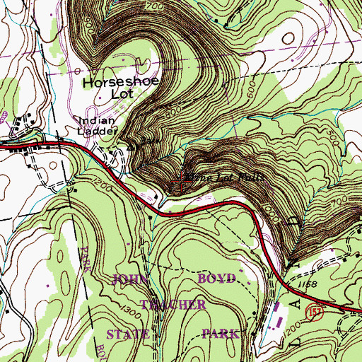 Topographic Map of Mine Lot Falls, NY