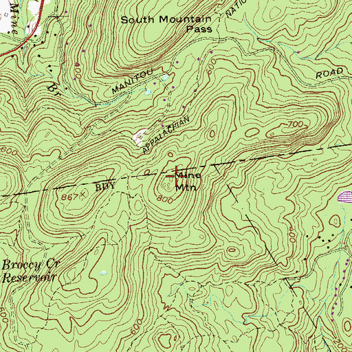 Topographic Map of Mine Mountain, NY
