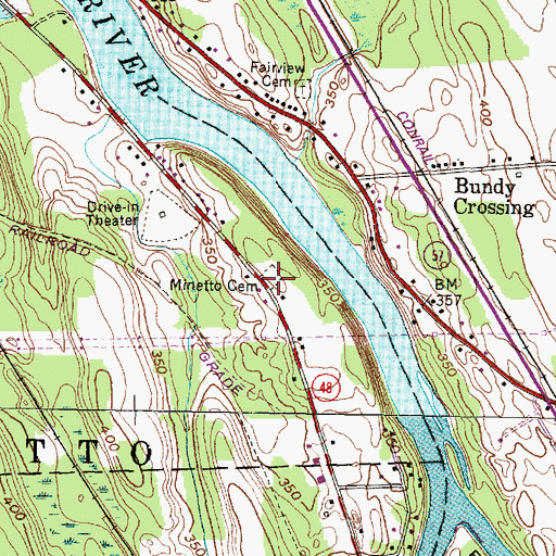 Topographic Map of Minetto Cemetery, NY