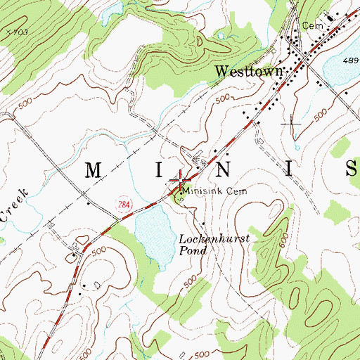Topographic Map of Minisink Cemetery, NY