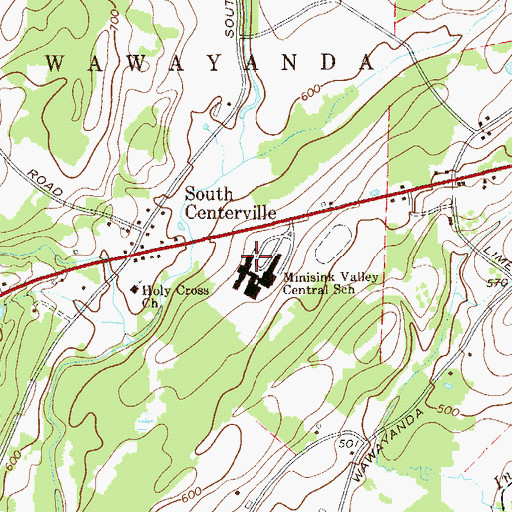 Topographic Map of Minisink Valley Central School, NY