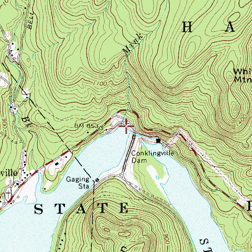 Topographic Map of Mink Brook, NY