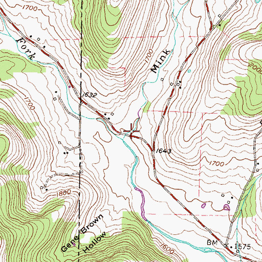 Topographic Map of Mink Hollow, PA