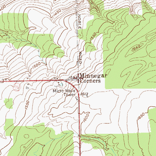 Topographic Map of Minnegar Corners, NY