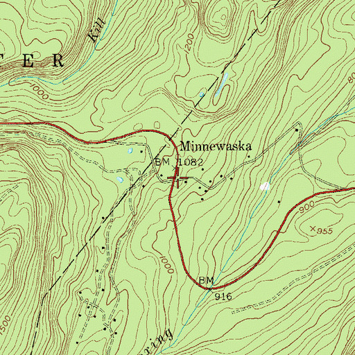 Topographic Map of Lake Minnewaska, NY