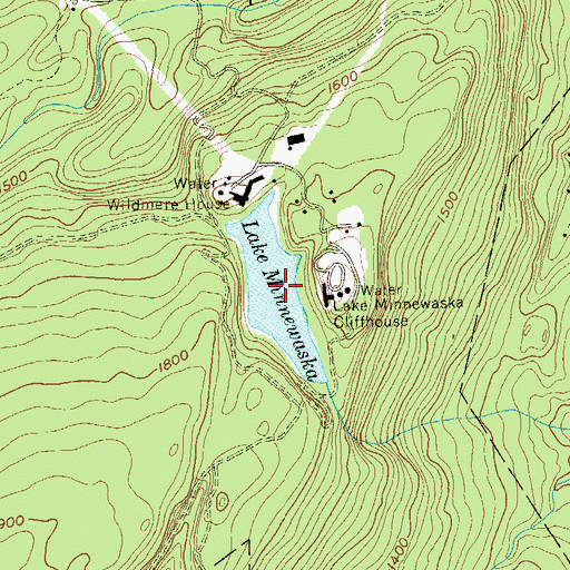 Topographic Map of Lake Minnewaska, NY